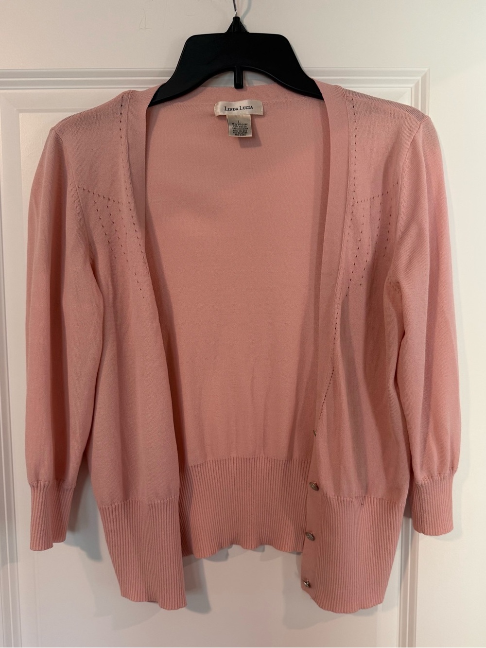 Lafayette 148 New York Blush Pink Open-Front Lightweight Cardigan